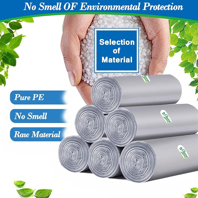 1.2 gallon trash can liners,300Counts,Small Grey Garbage Bags,Extra Strong 1.2 Gal Trash Bag,Fit 4.5-6 liters trash Bin Liners for Home Office Bathroom,300(Grey)
