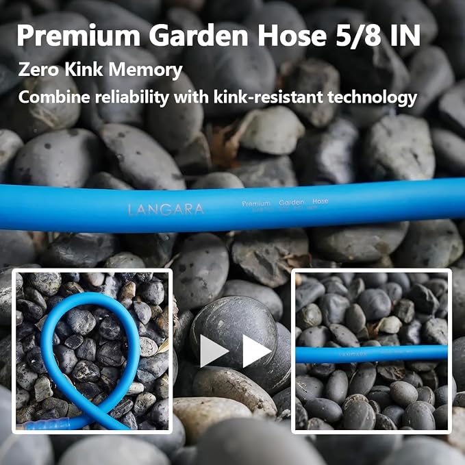 Heavy Duty Premium Garden Hose 100ft x 5/8", 300PSI Working, 1000PSI Burst, Hybrid Rubber Water Hose with Transparent Swivel Handle - Hot/Cold Water - Five Layered Braiding with Brass fittings (Blue)
