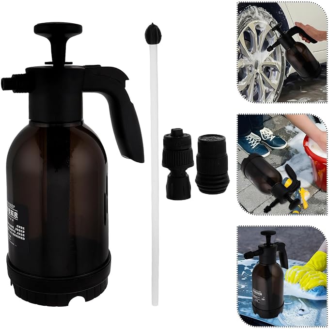 2l Handheld Foam Pump Sprayer for Car Cleaning and Garden Use, Manual Pressurized Plastic Bottle with Extended Use and Pressure Foam Technology, for Watering Plants and Car