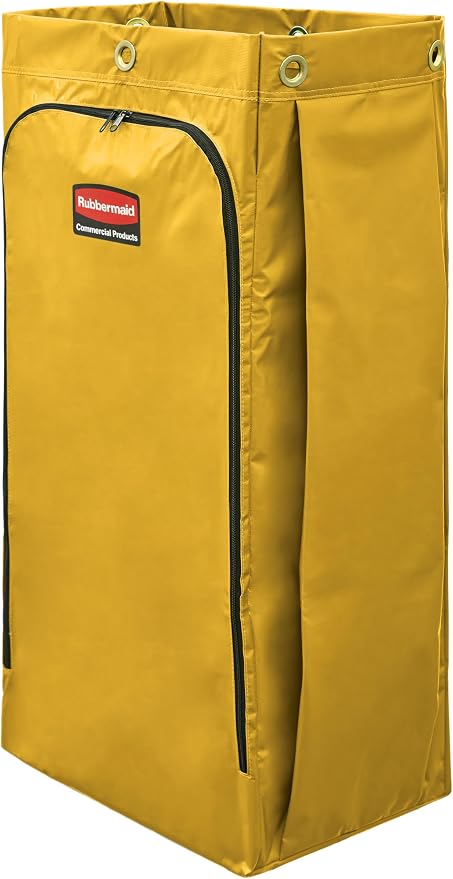 Rubbermaid Commercial High Capacity Vinyl Janitorial Cleaning Cart Bag Waste/Trash/Laundry/Linen Collection for Restraurant/Café/Office/School/Motel/Facility 34 Gallon Yellow