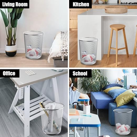 20PCS Mesh Trash Cans,6 Gal Mesh Office Trash Can, Silver Open Metal Wire Wastebaskets, Waste Basket Trash Can for Near Desk, Garbage Can,Recycling Garbage Container Bin for Office&Home