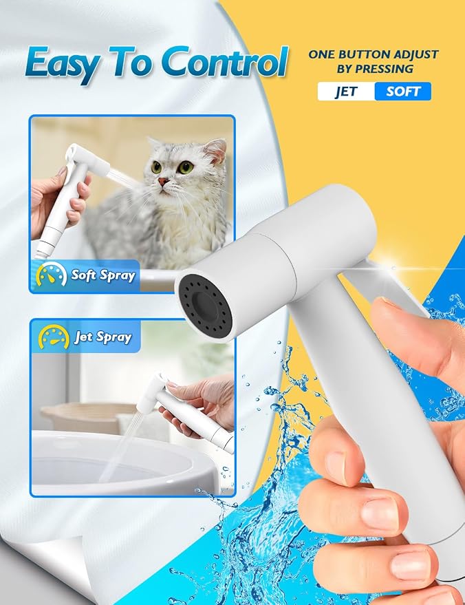 BRITULIF Bidet Sprayer for Toilet, Adjustable Pressure, Matte White | Leak-Free Hose, Tank or Wall Mount, Feminine Wash, Cloth Diaper Rinse, Stainless Steel Body, Nozzle, Soft Silicone Nozzle