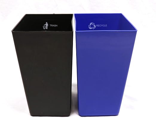 Dual Chamber Recycling & Trash Waste Bin 14.5" x 9" x 12" 22.5 Quarts (Black)