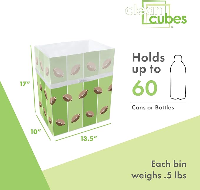 Clean Cubes 13 Gallon Disposable Pop-Up Trash Cans, 3-Pack (Tailgating) | Extra Trash Space for Parties and Events, No Assembly Required, Built-In Liner, Wire-Reinforced Opening Stays Fully Open