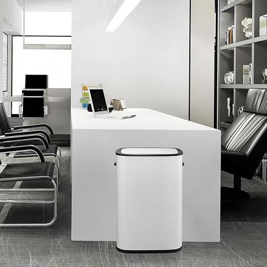 TrailBlaze Motion Sensor Trash Can, 14.5 Gal / 55 L Automatic Garbage Can with Soft-Close Lid and Handle, Touchless Rectangle Waste Basket for Kitchen, Bathroom, Bedroom, White(Without Inner Bucket)