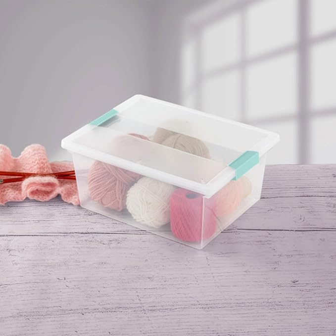 Sterilite Clip Box, Stackable Clear Plastic Bins- Deep, 8-Pack | Storage Containers with Latching Lids for Writing, Arts or Crafts Supplies - Home, Office, Classroom & Workshop Organization