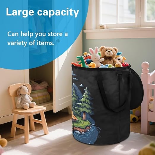 Mountain Tent Camping Trash Can 20 Gallon Foldable Trash Can with Zipped Lid Outdoor Garbage Bin for Camping, Picnic Large Storage Bin for Family Trip