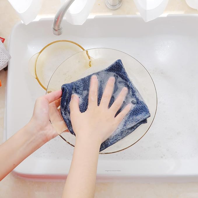 Homaxy 100% Cotton Waffle Weave Kitchen Dish Cloths 12-Pack, Navy Blue | 12 x 12 Inches, Ultra Soft Absorbent Dish Towels, Quick Drying Dish Rags with Hanging Loop