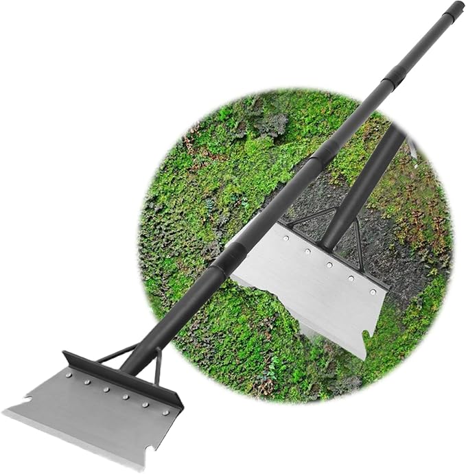 Garden Cleaning Shovel, Floor Scraper with 59 Inch Long Handle, Heavy Duty Snow Scraper Ice Scraper, Garden Flat Shovel for Lawn Edging Weeding Digging Snow Removal and Ice Scraping