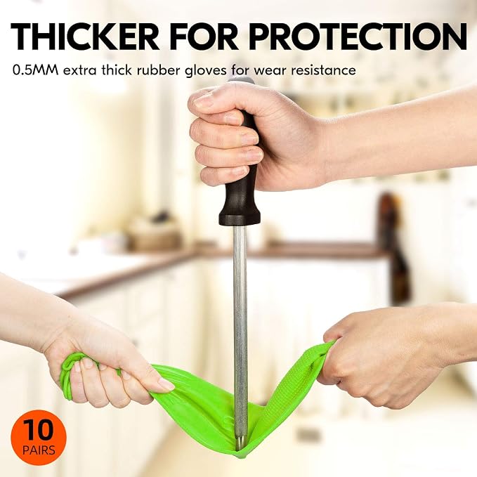 Vgo... Latex Reusable Cleaning Gloves,Long Sleeve Kitchen Gloves(RB2143) | 20cm long sleeve,extra thick,dishwashing,household,painting,gardening,pet care,car washing,bathroom,hair dyeing