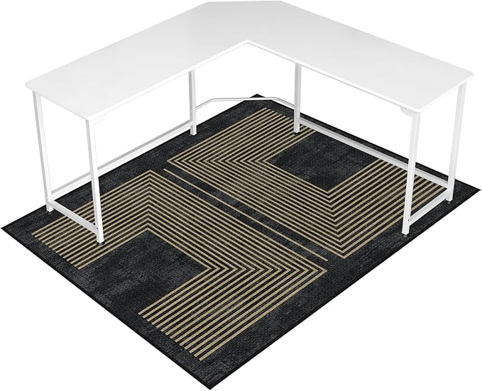 Office Chair Mat for Hardwood Floor&Tile Floor,48" X 60"-Geo Black | Heavy Duty Desk Chair Mat for Hard Floors,Under Desk Rug for Rolling Computer Chair,Anti Slip,Low Pile Carpet Floor