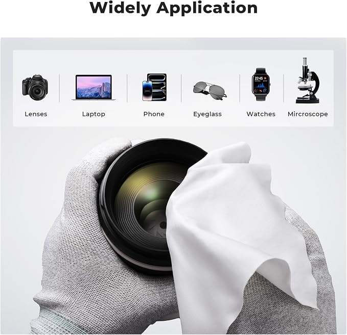 K&F CONCEPT Vacuum Packaging Microfiber Cleaning Cloths X20,for Glasses | Whtie,High-Efficiency Cleaning,Safe to Use,Washable Reusable,Easy to Carry,for TV Screen Laptop Computer iPhone filter,MC03