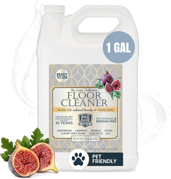 ProCare White Tea & Fig Floor Cleaner (Made in USA) | Vinyl, Wood,Tile, Stone & Laminate Floor Cleaner For Mopping, Household Supplies,Cleaning Solution For Kitchen & Bathroom-1 Gal (128 Fl Oz)