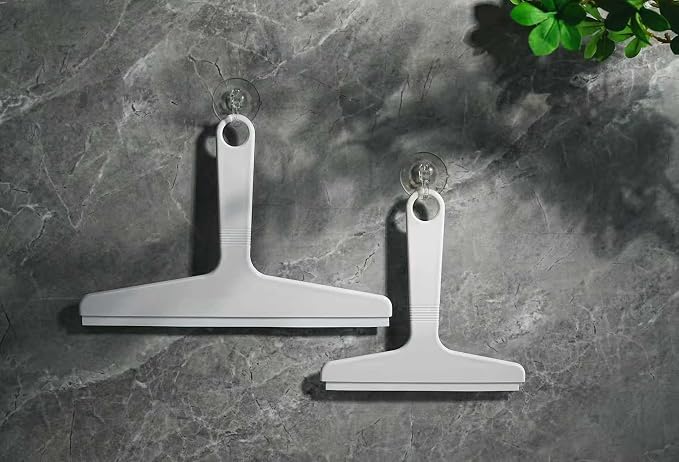 New Talent 2 PCS Shower Squeegee White, for Shower Glass, Shower Doors, Bathroom, Window and Car Glass(1 Large and 1 Small)
