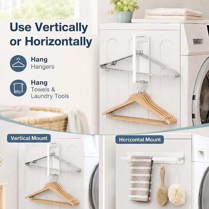 Magnetic Hanger Organizer for Washing Machine & Closet Laundry Room, Hanger Storage Rack Stacker