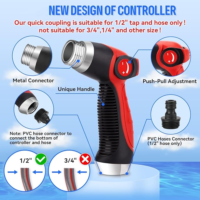 Car Wash Foam Gun/Hose Sprayer, 16 IN 1 Foam Cannon for Car/Garden Cleaning | Adjustable Sprayer with 2.5-6 Bars Foam Blaster, 1L Bottle, Nozzles, Mitten&Towel, 1/2” Quick Connector for Garden Hose