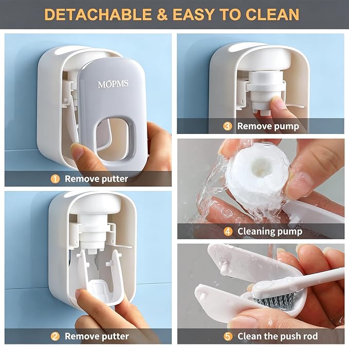 MOPMS Automatic Toothpaste Dispenser Wall Mounted for Kids and Adult 1Pcs | Automatic Toothpaste Squeezer Holder for Bathrooms