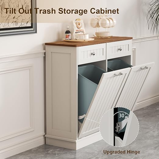 LOUVIXA Trash Can Storage Cabinet, Hidden Trash Can Holder