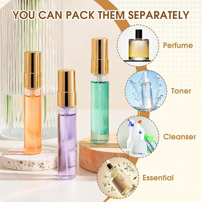 BESNEL Mini Glass Spray Bottle 20pcs 5ml Clear Perfume Spray Bottle Empty | Fine Mist Refillable Mini Perfume Spray Bottle, Perfume Atomizer, Travel Spray Bottle, Small Empty Sample Containers Portable
