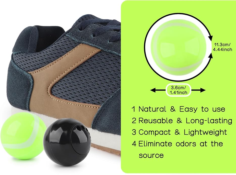 TIESTRA Shoe Deodorizer Balls (6 Pack) – Odor Eaters for Sneaker | Odor Eliminator Air Freshener for Closet, Locker, Gym Bag