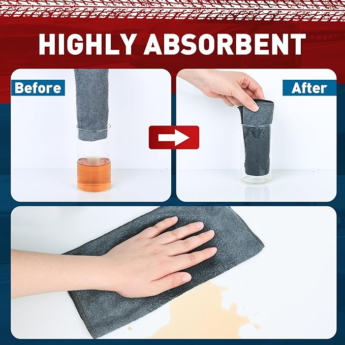Microfiber Cleaning Cloths Bulk-50 Pack, Gray Microfiber Towels for Cars | Ultra Absorbent Microfiber Towel Weave Grime & Liquid for Streak-Free Mirror Shine - Car Washing Cloth, 12x12 inches