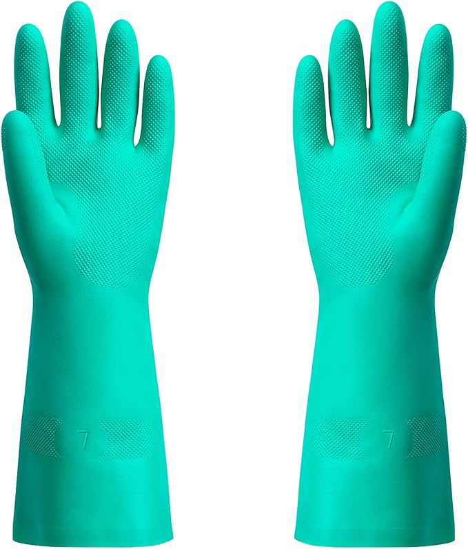 ThxToms Chemical Resistant Nitrile Gloves, Latex Rubber Free, 1 Pair, S | 15mil,Reusable Heavy Duty Diswashing Gloves, Resist Household Acid, Alkali, Solvent and Oil, Skin-Friendly & Anti-Slip Design