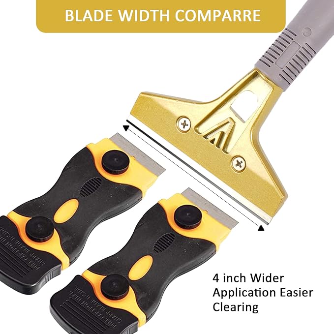 Razor Blade Scraper,Floor Scraper Tool with 30PCS Extra Blades,Paint Scraper Ideal for Cleaning Stove Top,Windows,Glass,Tiles,Wall,Labels.(4 in,Metal) | 4"Heavy-Duty Floor Scraper,Ideal for Cleaning Windows,Glass,Tiles,Wall,Labels,DIY Renovators,Profes...