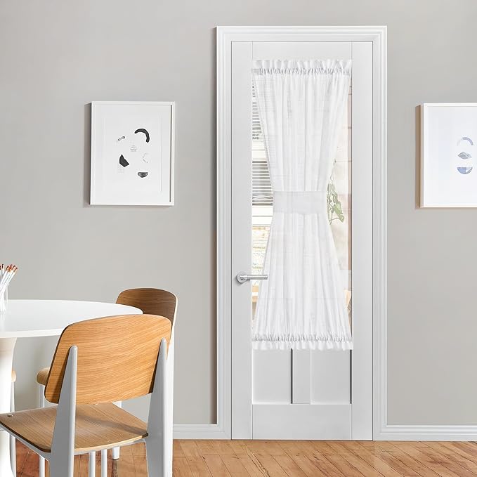 NICETOWN White Sheer Curtains for French Front Door, 1 Panel | Short Curtains for Small Window, Sidelight Thermal Insulated Door Side Window Covering, W26 x L64