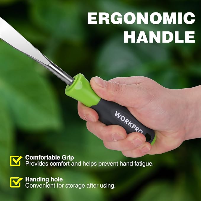 WORKPRO Crack Weeder, 12" Stainless Steel Crevice Weeding Tool | Soft Handle, L-Shaped Side-Walk Weed Puller Spatula, For Garden Lawn Yard Patio Terrace Paving Moss Garden Tool