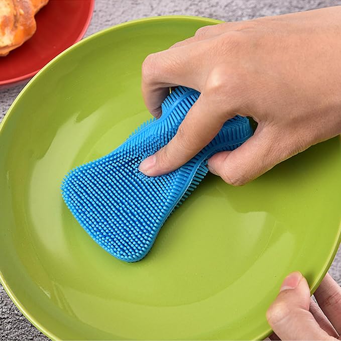 2Packs Silicone Dish Scrubber Sponges, Multi-Purpose Cleaning Brushes,Double Sided Cleaning Brush