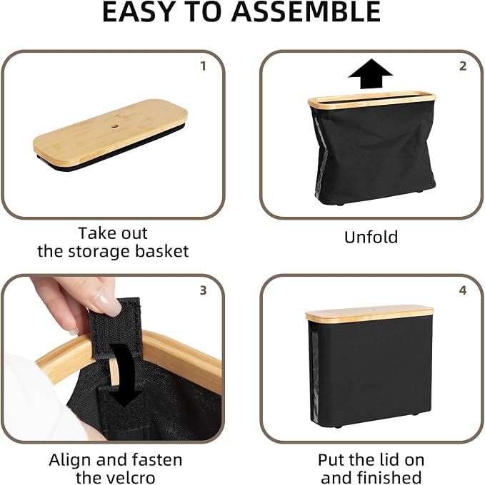 StorageWorks Toilet Paper Storage Basket, Papers Container with Bamboo Lid, Medium Toilets Holder for Up to 9 Mega Rolls, Organizer for Bathroom, Black, 1 Pack | See Rolls at a Glance with Clear Window, Holds 12 Regular or 9 Mega Rolls for Bathroom Toi...