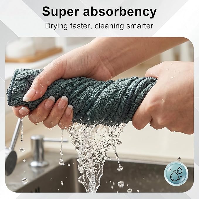 Dual-Sided Microfiber Cloths, 12x12 Lint-Free 6-Pack | Zig-zag side traps grease, soft side polishes. Streak & lint-free for home/auto. Stain-hiding grey, washable 12x12 6-pack.
