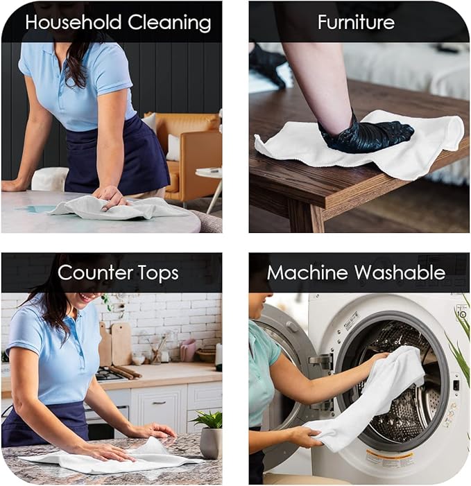 Avalon Towels Microfiber Cleaning Cloths (Value Pack of 24) - Size 12 x 12 Inches, Highly Absorbent Cleaning Rags, Lint Free, Reusable and Washable, Microfiber Towels for Cars