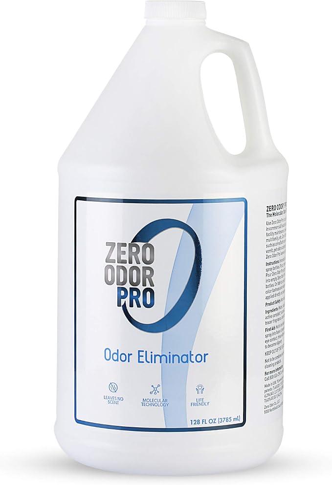 Zero Odor Pro Commercial Odor Eliminator Refill, Room Deodorizer, 128 oz | Unscented Air Freshener & Deodorizer for Offices, Restrooms, Trash Rooms & Dumpsters, Sprayer not included & Leaves no Scent