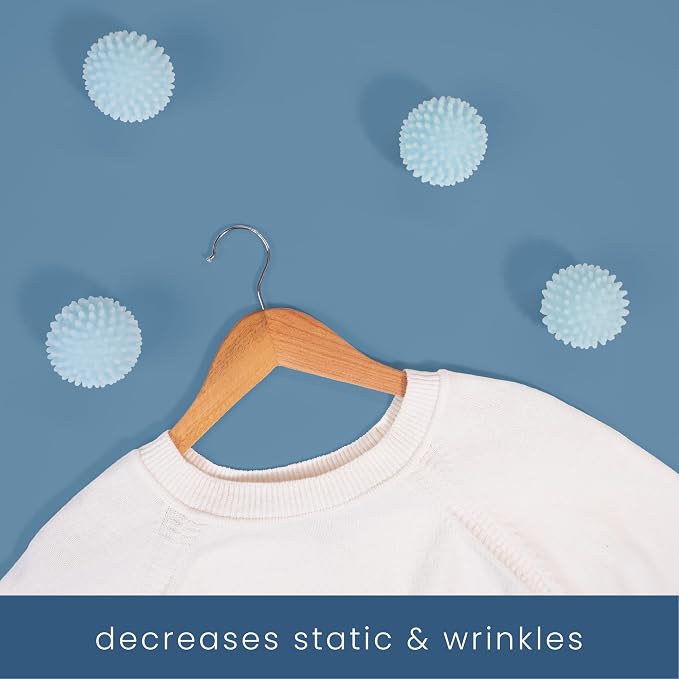 S&T INC. Reusable Plastic Dryer Balls, 4 Pack, 2.5" Diameter, Light Blue | Dryer Balls, Fabric Softener for Laundry, Reusable, Cut Down Dry Time, Replaces Dryer Sheets