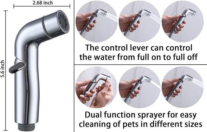 G-Promise 2 Mode Dog Shower Attachment with Extra Long Hose | High Pressure, with Flow Control Lever, Easy to Install, No-Drill Hook Mount