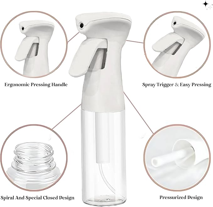 FZE® Continuous Spray Bottles 2 pack (10 Oz/300ml) with Ultra Fine Mist for Hair spraying, Watering Plants, Durable Solution and Your Go-To Kitchen Companion for Everyday Use