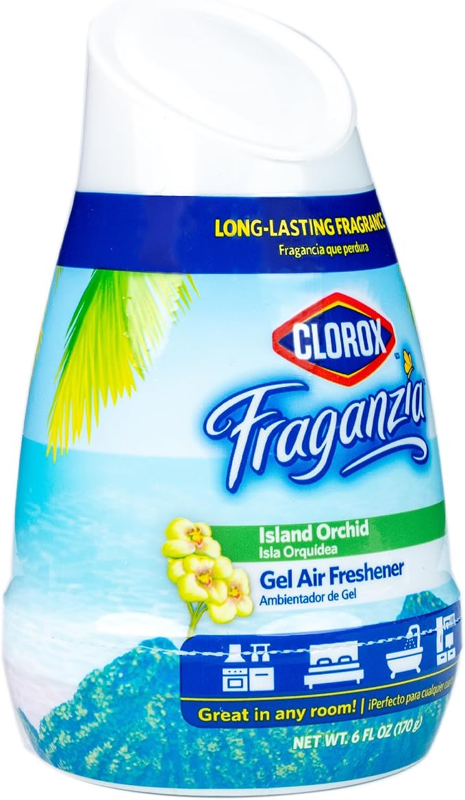 Clorox Fraganzia Gel Air Freshener Cone, Island Orchid Scent - No-Plug, Battery-Free Air Freshener for Small Rooms, Closets, Kitchens, Bathrooms, Offices and More, 6 Ounce - 12 Pack | Gel cone, no-plug battery-free, small rooms closets kitchens and bat...