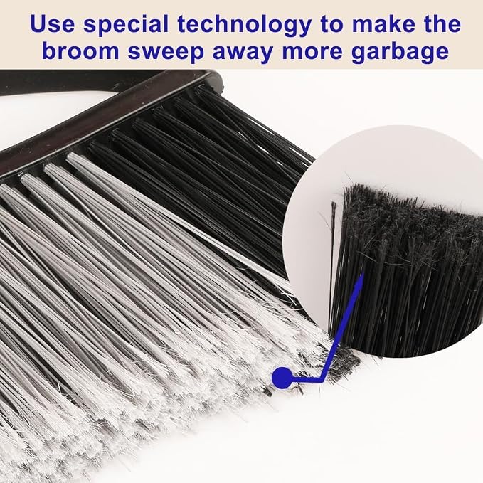 2-Pack Outdoor Broom, 15.7" Wide Angle Head for Garden, Yard | Wide Broom Covers More Area, Adjustable 38-53.5" Handle ( Black & Red )