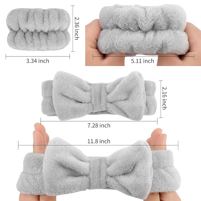 WHAVEL 6PCS Spa Headband and Wristbands Set, Face Wash Headband Wrist Bands for Washing Face Makeup Skincare Hair Band Skin Care Accessories Tools