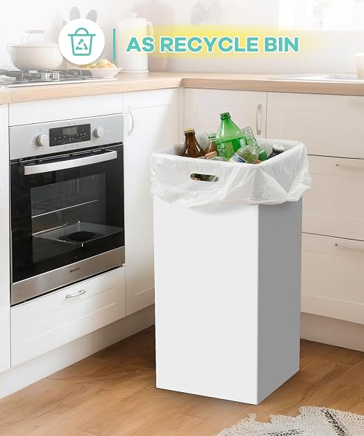 4 Pack 30 Gallon Disposable Trash Cans, 30" H x 14" W x 14" D, White | With Handle, Extra Large, Collapsible, Thick Recycled Cardboard,Recycling Bins for Parties Events Camping