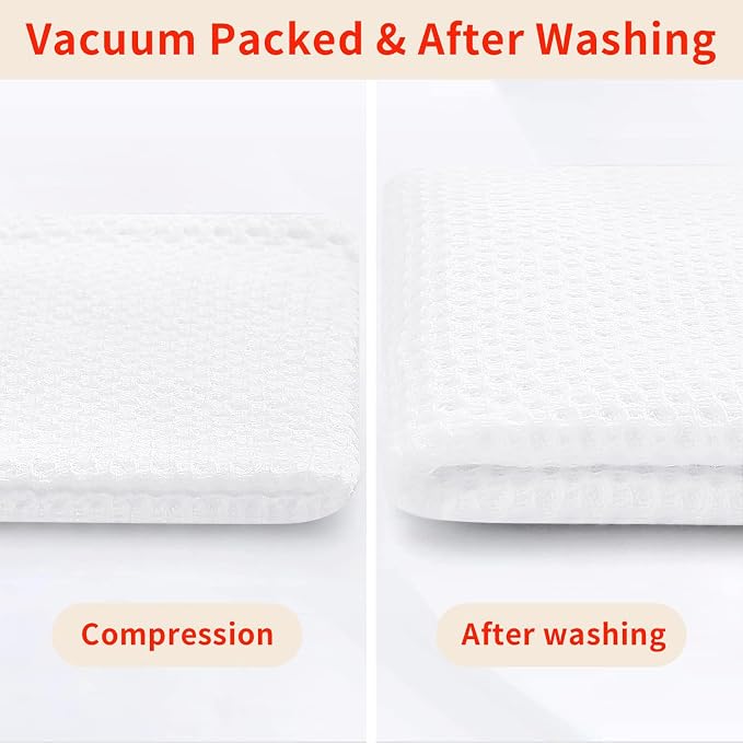 Homaxy 100% Cotton Waffle Weave Kitchen Dish Towels 18-Pack, White | 13 x 28 Inches, Ultra Soft Absorbent Dish Towels, Quick Drying Cleaning Towels