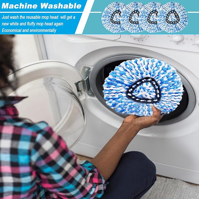 20 Pack Spin Mop Replacement Head,100% Microfiber,Easy Wring Mop Refill | Fit for Rinse Clean 2-Tank System,Deep-Cleaning,Machine Washable,360° Rotation,Easy Floor Cleaning,Density Weave, No Shedding