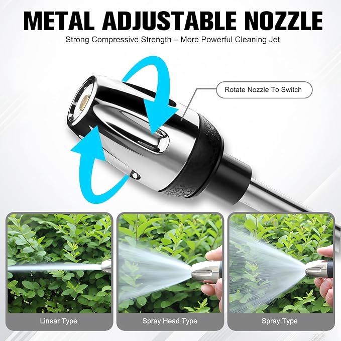 Turn Any Hose into A High Pressure Water Washer Jet, 2026 New Garden Hose Nozzle Heavy Duty, Multi Function Watering Sprayer for Patio/Car/Driveway Cleaning, Spray Nozzles for Garden Hose