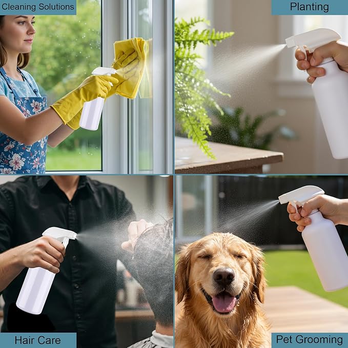 12oz/350ml Plastic Spray Bottles 1 Pack, Adjustable Mist/Stream | Refillable heavy duty spray containers for plants, cooking, hair care and household cleaning