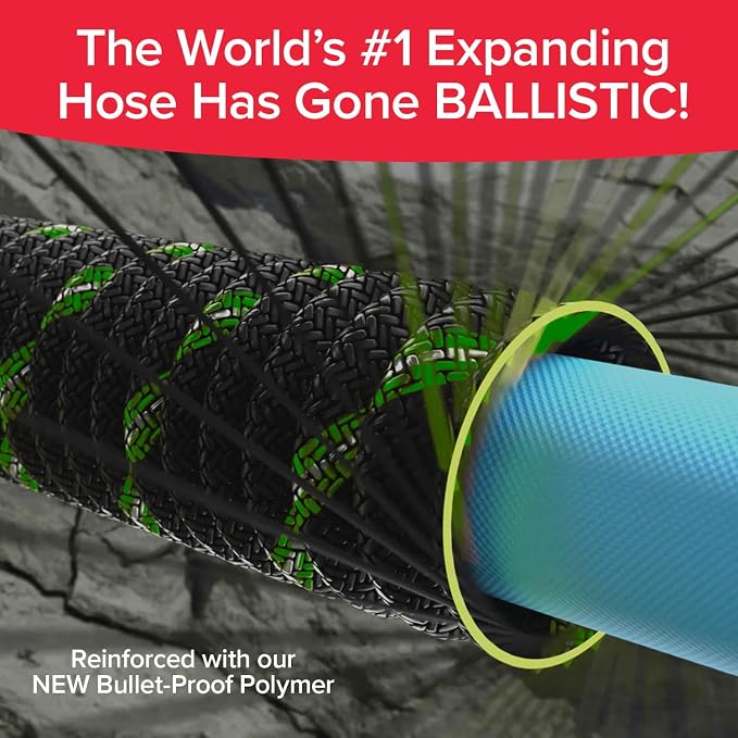 Pocket Hose Ballistic Double UV Edition 50 FT Expandable Garden Hose w/Pocket Pivot Swivel Connector, Anti-Burst Sleeve Reinforced w/Bulletproof Fiber, Lightweight, No-Kink, Compact, AS SEEN ON TV | 50 ft expandable hose with UV protection, anti-burst ...