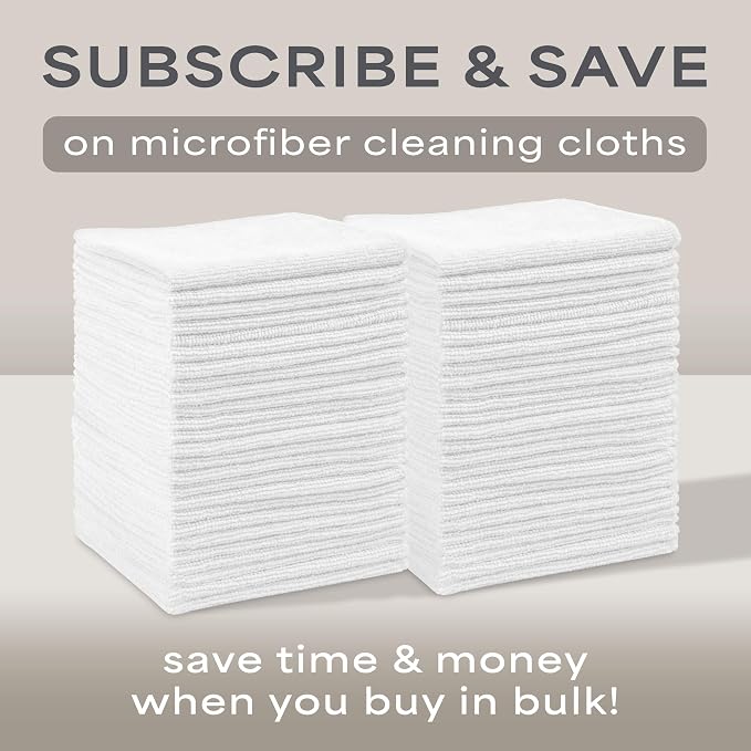 S&T INC. Microfiber Cleaning Cloth, 50 Pack, 11.5" x 11.5", White | Bulk Cleaning Cloth for Home and Car, Reusable and Multi-Purpose Cleaning Rags for Business, Machine Washable