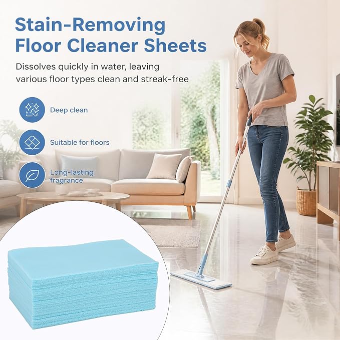 100Pcs Multi-Surface Floor Clean Sheet, Deep Multiple Clean Sheet for Hardwood Tile Laminate Multi-Effect Mopping Floor Cleaner for Home Kitchen Living Room Household Supplies Accessories