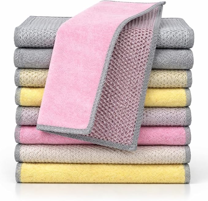 NEW 2026 | Non Scratch Wire Dishcloth | Metal Cleaning Rag for Kitchen Cookware | Silver Mesh Dishcloth | Double Sided | Metal & Coconut Fiber Scrubbers | 10 pcs Colorful Cloth