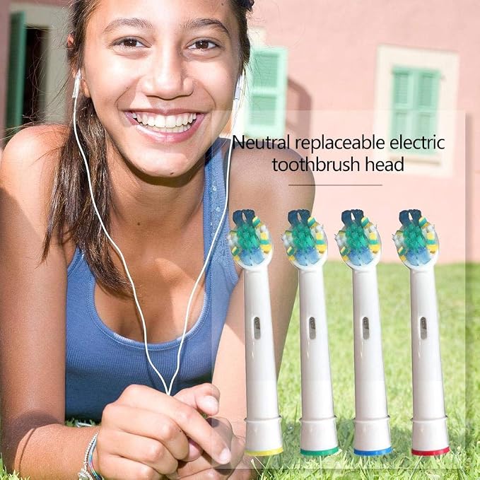 Replacement Brush Heads Compatible with Oral-B-Braun– Floss Action - Pack of 4 Generic Electric Toothbrush Replacement Heads
